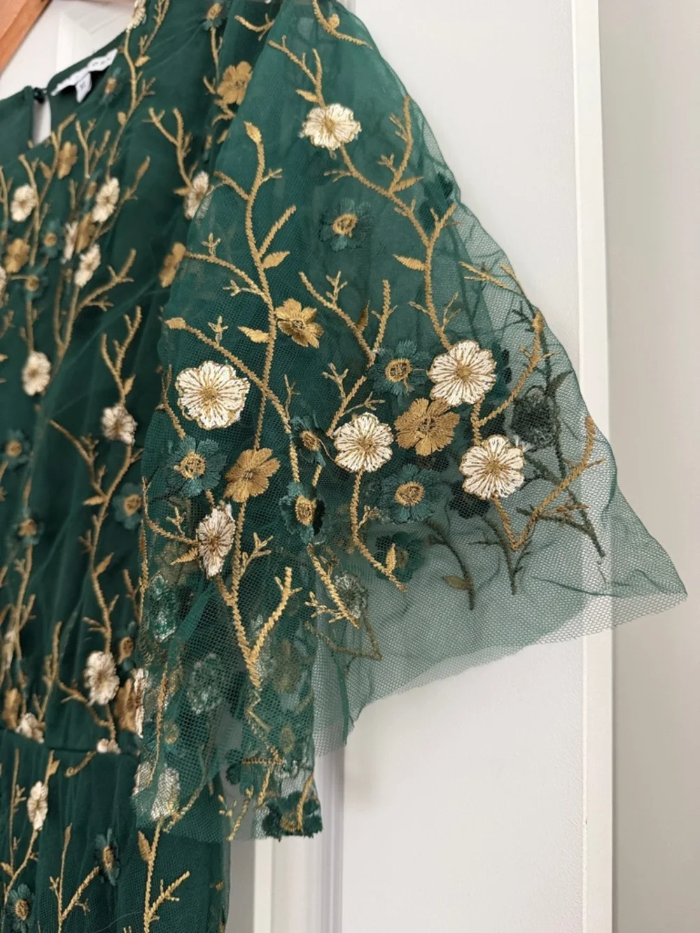Baltic Born Arabella Embroidered Tulle Maxi Dress Size XL Dark Green and Gold - Picture 5 of 13